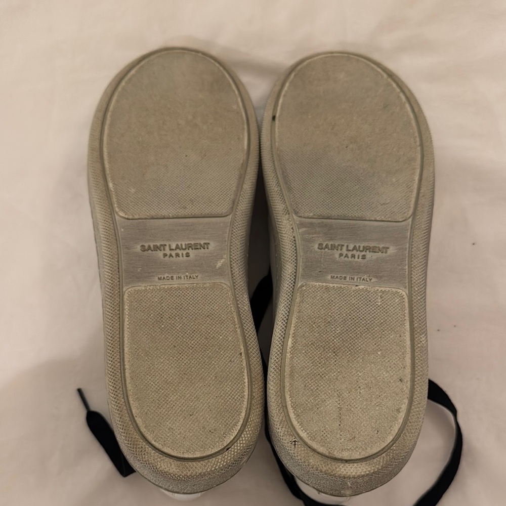 Saint Laurent White and Black Leather Sneakers - Picture 3 of 3